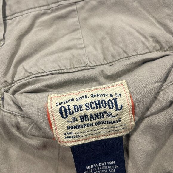 Oldeβ School Brand Shorts Mens Size 36 Beige / Plaid Solid Chino REVERSIBLE - Picture 7 of 12